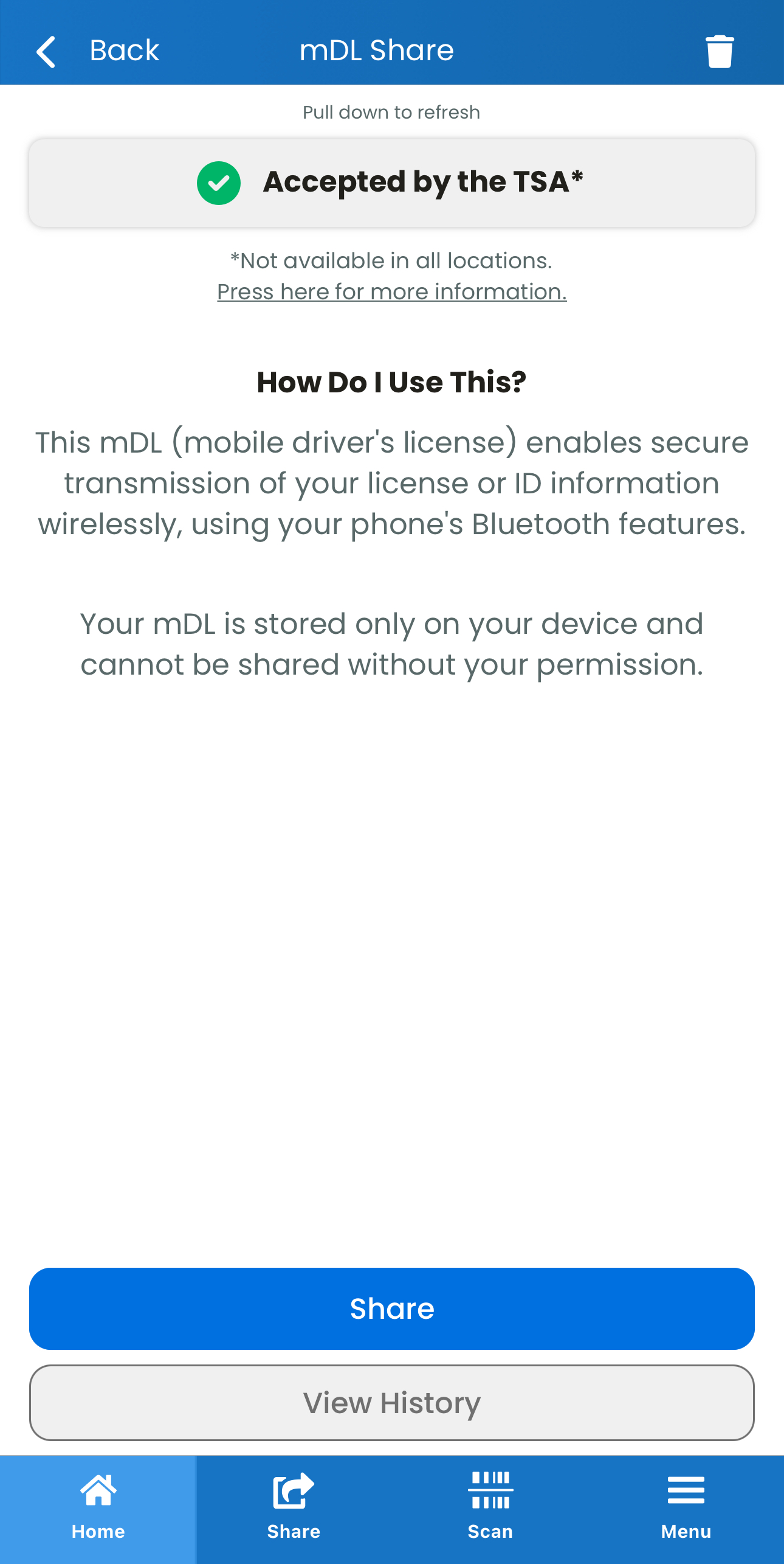 Use The Share mDL with TSA Card – LA Wallet